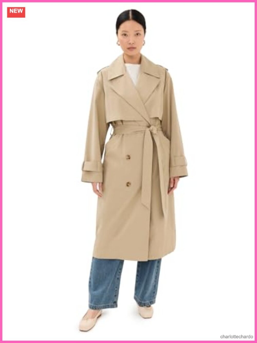 Women's Double Breasted Trench Coat with Belt